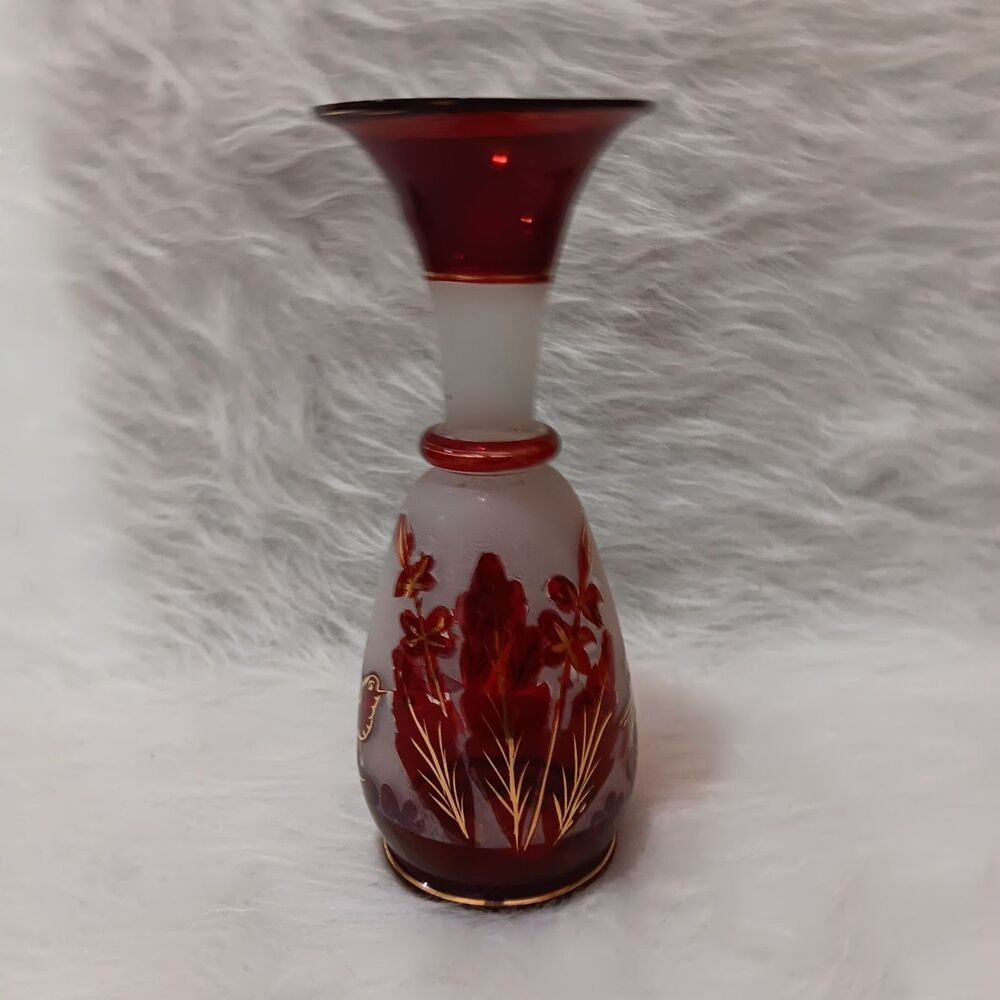 Antique Cranberry Red Hand Blown VASE